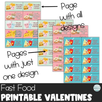 Fast Food Printable Valentine's Day Cards for Students