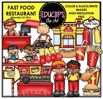 Preview of Fast Food Restaurant Clip Art Bundle {Educlips Clipart}