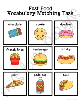 Fast Food Vocabulary Folder Game for Students with Autism & Special Needs