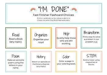 Preview of Fast finisher flash cards part 1 for homeschoolers