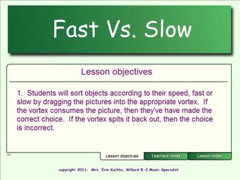Preview of Fast vs. Slow Sorting/Classifying Activity - SMARTBOARD/NOTEBOOK EDITION