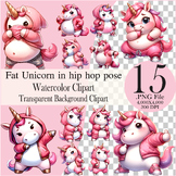 Fat unicorn Watercolor clipart bundle, Collection Clipart,