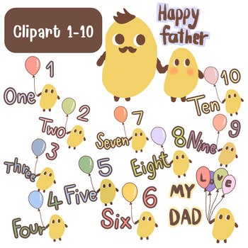 Preview of Father day clipart number 1-10 for PK and Kindergarten