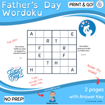 Preview of Father's Day 2024 Wordoku (Word Sudoku) Printable Activity Worksheet