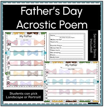 Preview of Father's Day Acrostic Poem Activity