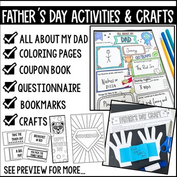Preview of Father's Day Activities | Father's Day Cards, Crafts, All about my dad & More!