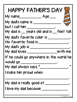 Father's Day Activity by Time Saver Thomas | Teachers Pay Teachers