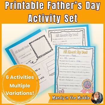Preview of Father's Day Activity Printable Bundle for Preschool-Grade 5