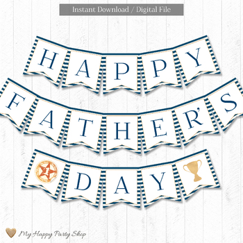Preview of Father's Day Banner, Happy Father's Day Banner, Blue Banner, PRINTABLE