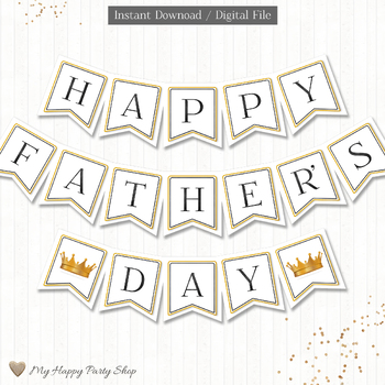 Preview of Father's Day Banner, Happy Father's Day Banner, Crown Banner, PRINTABLE