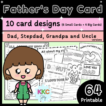 Preview of Father's Day Card Activity For Dad, Stepdad, Grandpa and Uncle / 10 Card Designs