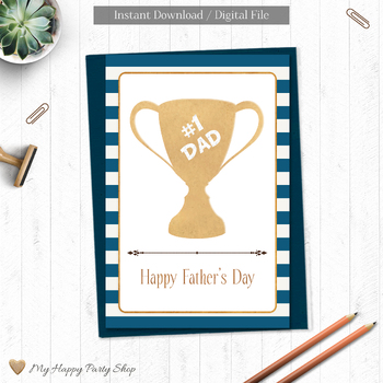 Preview of Father's Day Card. Happy Father's Day, Trophy Card, PRINTABLE