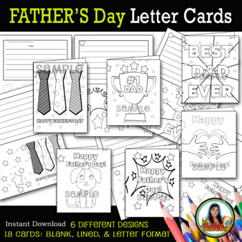 Preview of Father's Day Card Letter Writing Coloring Activity SET