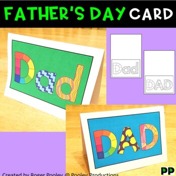 Father's Day Card coloring in by Pooley Productions | TPT