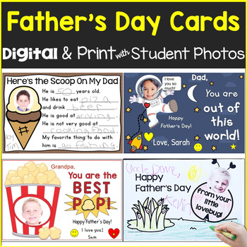 father s day cards print digital cards for classroom or distance learning