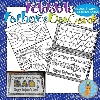 fathers day cards foldable craft and coloring printable tpt