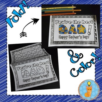 fathers day cards foldable craft and coloring printable tpt