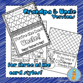 fathers day cards foldable craft and coloring printable tpt