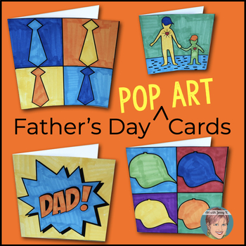 Preview of Ready-to-Color "Pop Art" Father's Day Cards | Great Father's Day Craft Activity!
