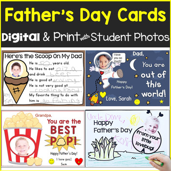 Preview of Father's Day Cards Print & Digital Cards for Classroom or Distance Learning