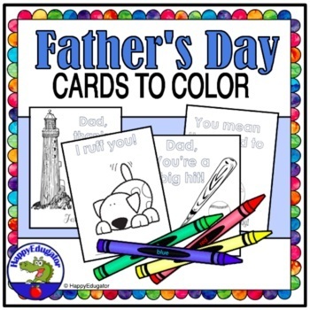 Father's Day Cards Black and White for Coloring by HappyEdugator