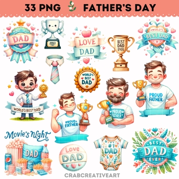 Preview of Father’s Day Clipart, Best Dad Ever, Father PNG, Dad PNG, Gift for Dad