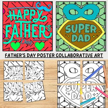 Preview of Father's Day Collaborative Art Poster I End of the Year Craft I Bulletin Board