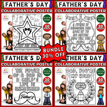 Preview of Father's Day Collaborative Coloring Poster Bundle: Inspirational Crafts, Project