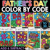 Father's Day Color by Number Addition and Subtraction to 2