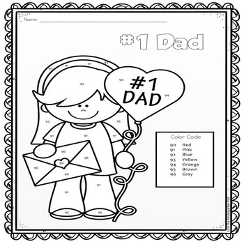 Father's Day Color-by-Numbers by The Kindergarten Pod | TpT