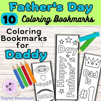 8 Father's Day Coloring Bookmarks Gift Token Markers for Daddy