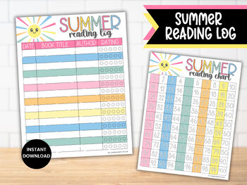 Preview of Summer Reading Log | Summer Reading Chart | Summer Reading Challenge