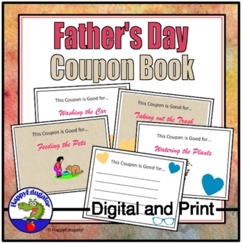 Father's Day Coupon Book with Poem and Writing Page w/ Easel Activity
