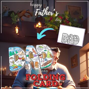Preview of Father's Day Craft 15 Coloring Cards Summer End of the year DIY activities