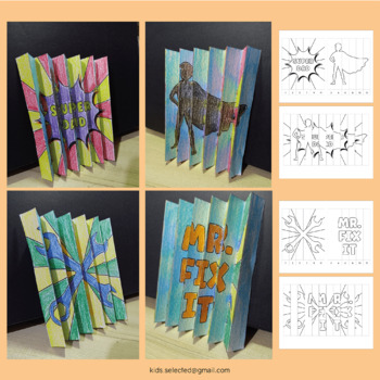 Preview of Father's Day Craft Agamographs Art Activity Cut Sort Coloring Dad 3D Project Fun