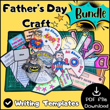 Preview of Father's Day Craft Bundle / Summer Writing Templates 1st 2nd 3rd 4th 5th 6th
