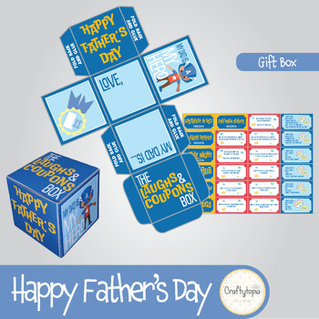 Preview of Father's Day Craft | DIY Gift Box with Coupons & Jokes | Coloring | Templates