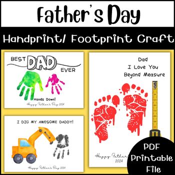 Preview of Father's Day Craft : Father's Day Handprint Craft Printable Template