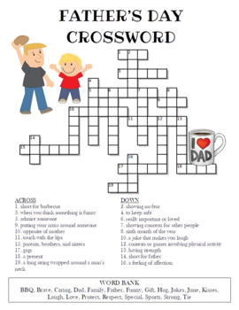 fathers day crossword puzzle color and bw versions by celebration