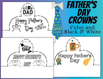 Fathers Day Craft Crowns - Coloring Hats-Crowns-Headbands - Love you Dad!