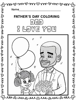 Preview of Father's Day Dad I Love You Gifts For Dad Coloring Page - Dad and Girl
