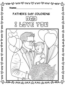 Father's Day Dad I Love You Gifts For Dad Coloring Page - Dad and Boy