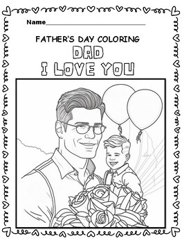 Father's Day Dad I Love You Gifts For Dad Coloring Page - Dad and Boy