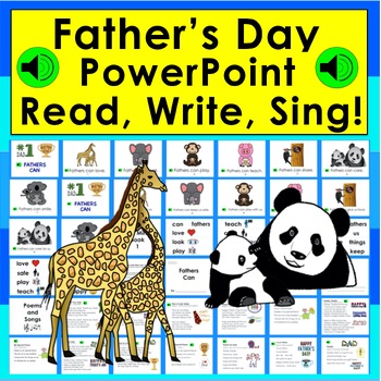 Preview of Father's Day Digital Resource PowerPoint Mini Books With Sound & Songs to Sing