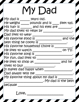 Father's Day Fill In The Blank Survey By Z Girls 