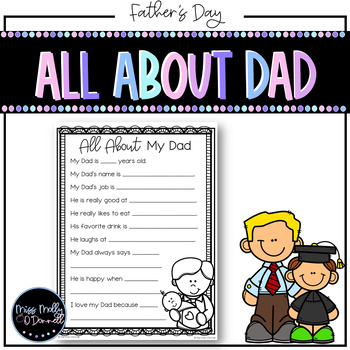 Preview of All About My Dad: A Fathers Day Questionnaire | Fathers Day Writing Prompt