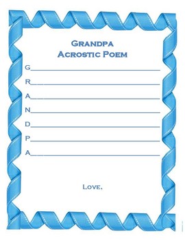Download Father S Day Grandpa Acrostic Poem By Matthew Pask Tpt