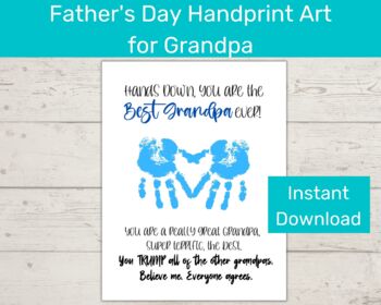 Fathers Day Gift for Grandpa from Grandson, Baseball Handprint Art, I  Caught The Best Grandpa Card