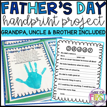 Preview of Father's Day Handprint Card: Grandpa, Uncle, Brother Included