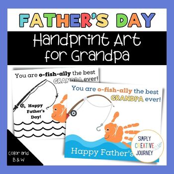 FATHER'S DAY Craft Gift Kids Fingerprint Handprint Footprint Craft Art  Fishing Themed Happy Father's Day Gift Fish Craft Fisherman Dad 